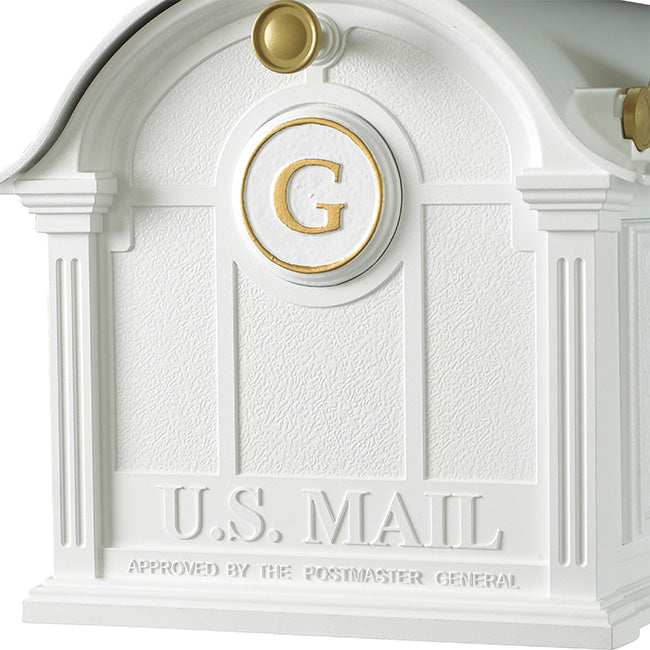 Whitehall Balmoral Mailbox with Monogram and Post, White