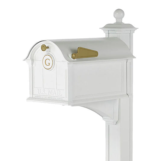 Whitehall Balmoral Mailbox with Monogram and Post, White