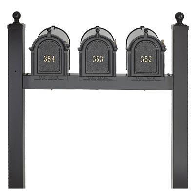 Whitehall Triple Personalized Mailboxes Package, Black
