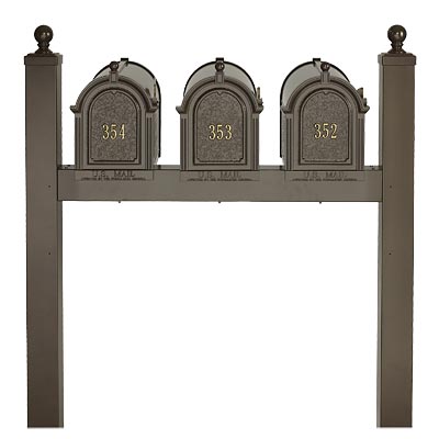 Whitehall Triple Personalized Mailboxes Package, Bronze