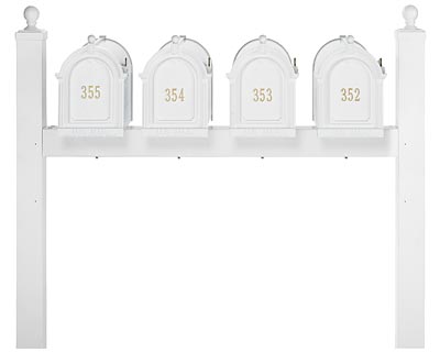 Whitehall Quad Personalized Mailboxes Package, White
