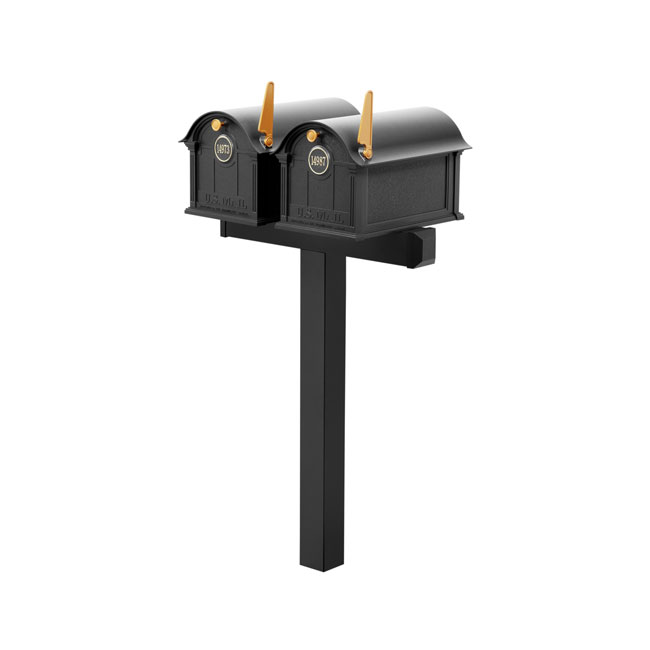 Whitehall Classic Custom Balmoral Mailbox Duo, Black/Gold