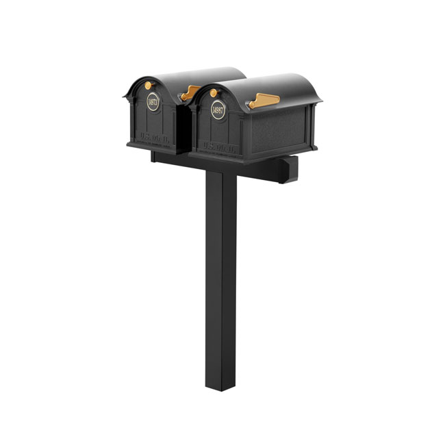 Whitehall Classic Custom Balmoral Mailbox Duo, Black/Gold