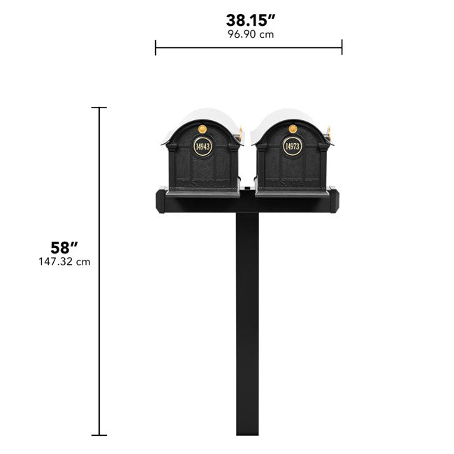 Whitehall Classic Custom Balmoral Mailbox Duo, Black/Gold