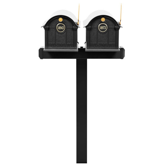 Whitehall Classic Custom Balmoral Mailbox Duo, Black/Gold