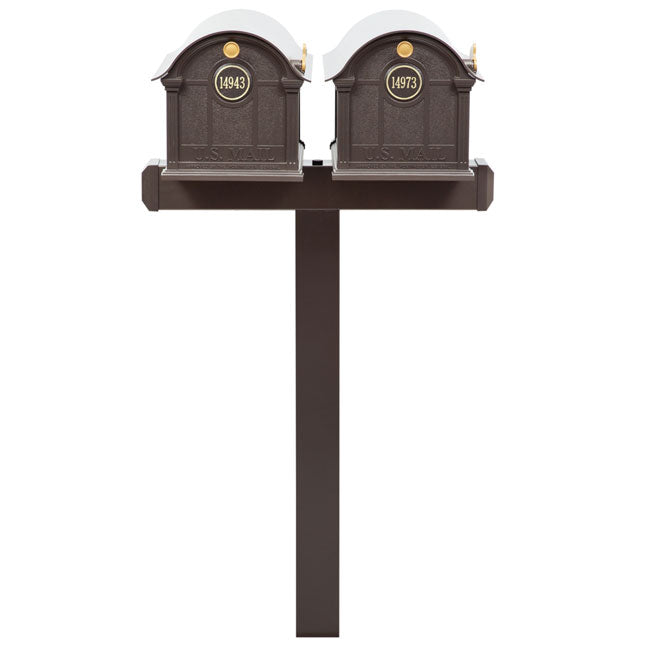 Whitehall Classic Custom Balmoral Mailbox Duo, Bronze/Gold