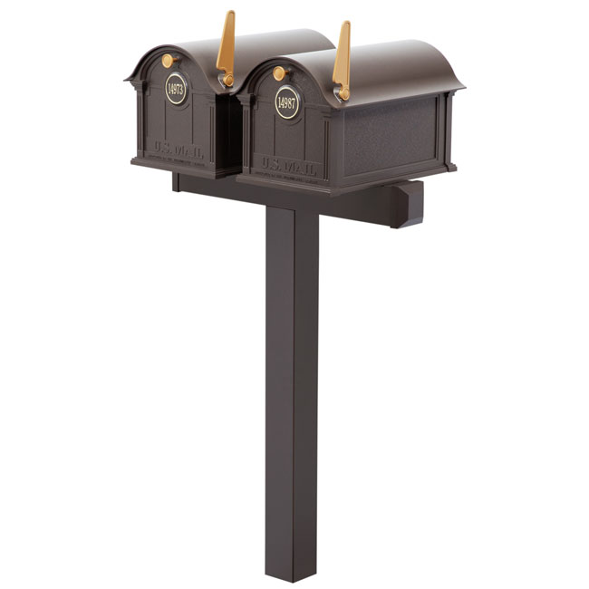 Whitehall Classic Custom Balmoral Mailbox Duo, Bronze/Gold