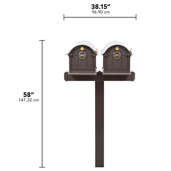 Whitehall Classic Custom Balmoral Mailbox Duo, Bronze/Gold