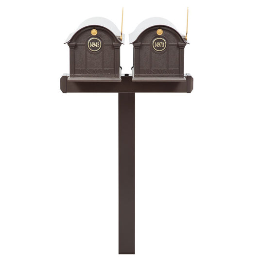 Whitehall Classic Custom Balmoral Mailbox Duo, Bronze/Gold