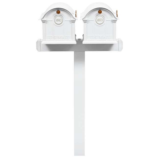 Whitehall Classic Custom Balmoral Mailbox Duo, White/Gold
