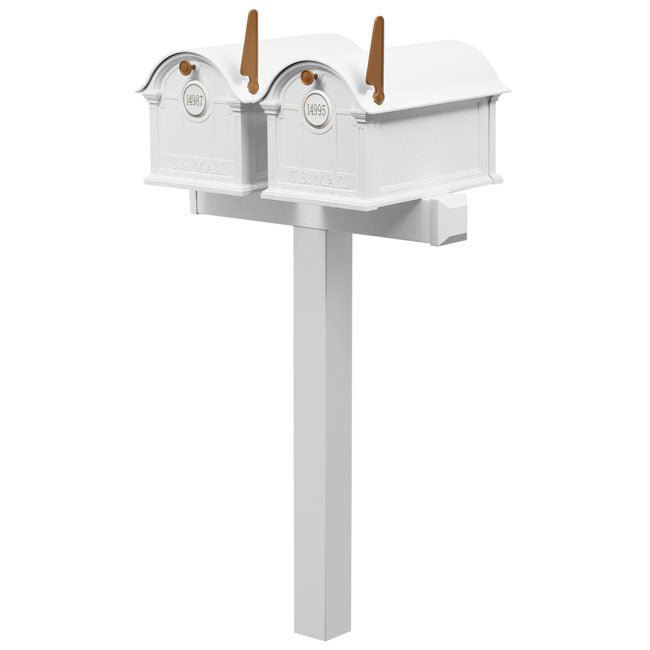 Whitehall Classic Custom Balmoral Mailbox Duo, White/Gold