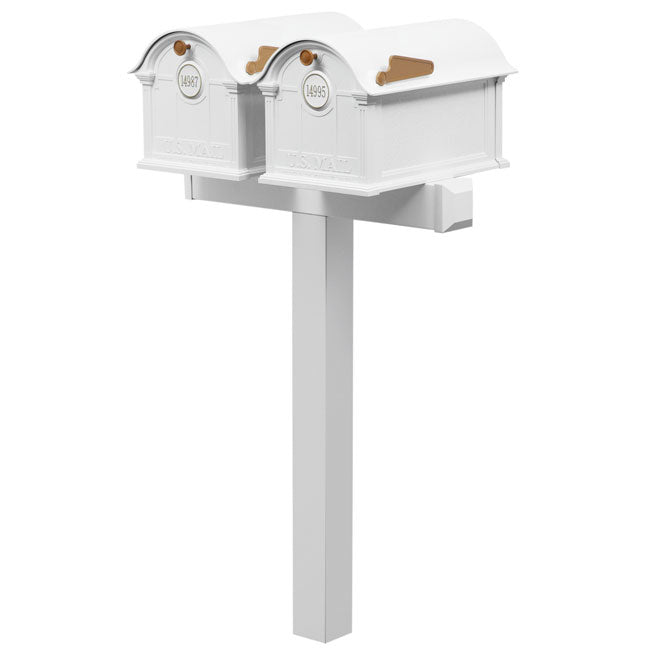 Whitehall Classic Custom Balmoral Mailbox Duo, White/Gold