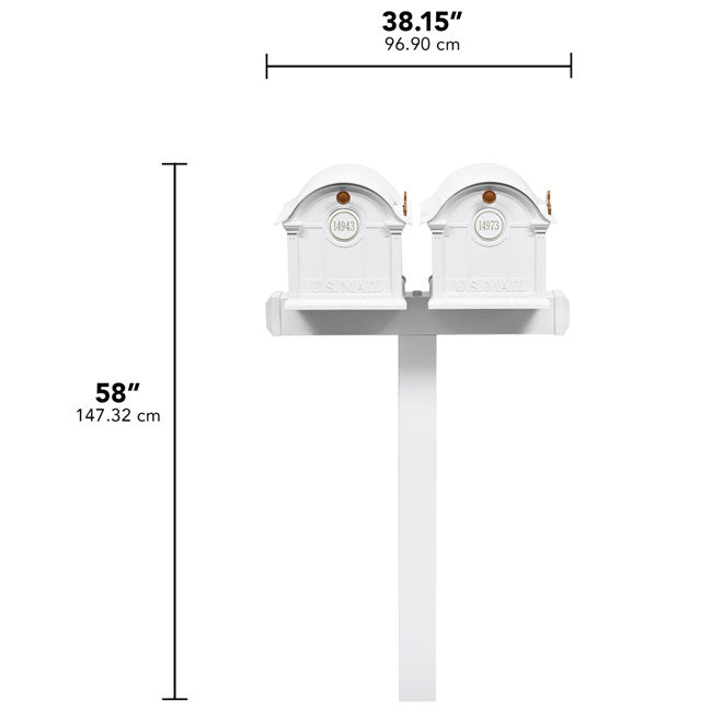 Whitehall Classic Custom Balmoral Mailbox Duo, White/Gold
