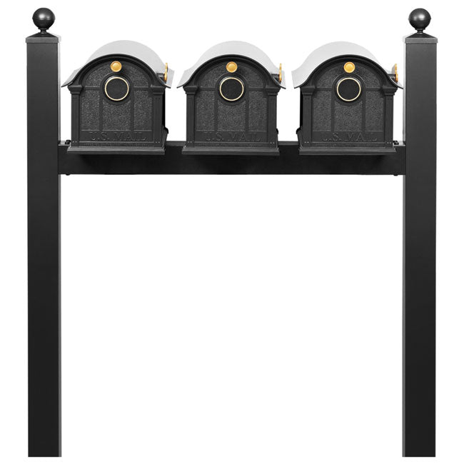 Whitehall Grand Custom Balmoral Mailbox Trio, Black/Gold