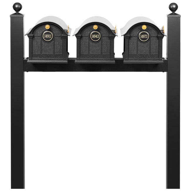 Whitehall Grand Custom Balmoral Mailbox Trio, Black/Gold