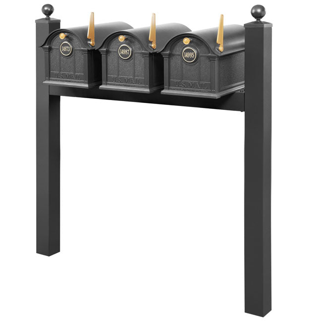 Whitehall Grand Custom Balmoral Mailbox Trio, Black/Gold