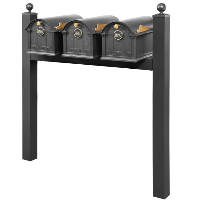 Whitehall Grand Custom Balmoral Mailbox Trio, Black/Gold