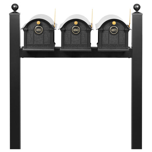 Whitehall Grand Custom Balmoral Mailbox Trio, Black/Gold