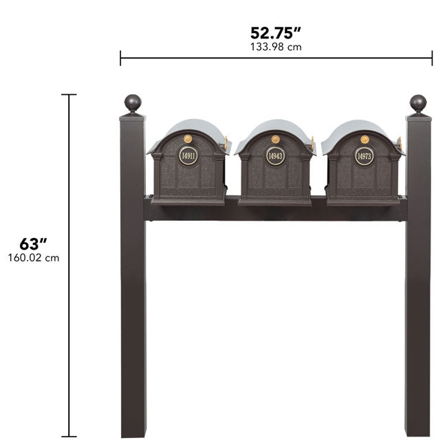 Whitehall Grand Custom Balmoral Mailbox Trio, Bronze/Gold