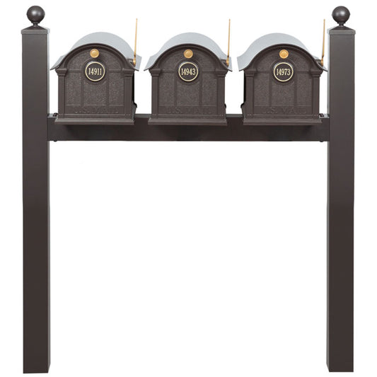 Whitehall Grand Custom Balmoral Mailbox Trio, Bronze/Gold