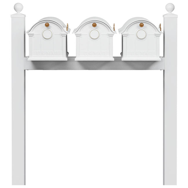 Whitehall Grand Custom Balmoral Mailbox Trio, White/Gold