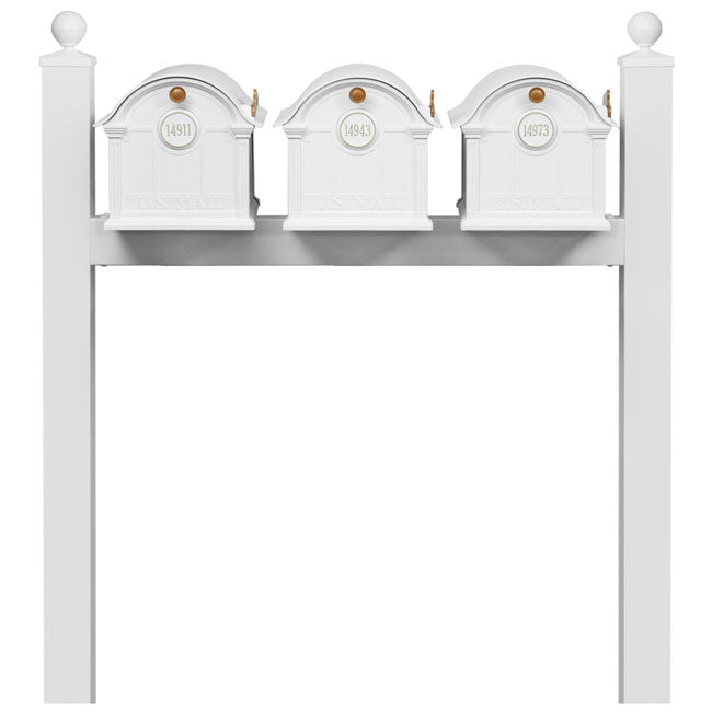 Whitehall Grand Custom Balmoral Mailbox Trio, White/Gold
