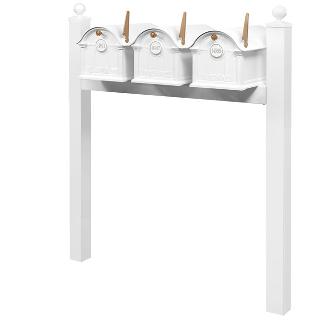 Whitehall Grand Custom Balmoral Mailbox Trio, White/Gold