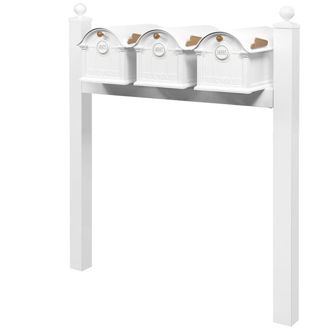 Whitehall Grand Custom Balmoral Mailbox Trio, White/Gold