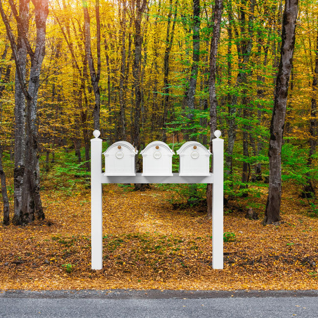 Whitehall Grand Custom Balmoral Mailbox Trio, White/Gold