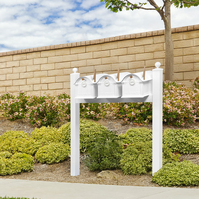 Whitehall Grand Custom Balmoral Mailbox Trio, White/Gold