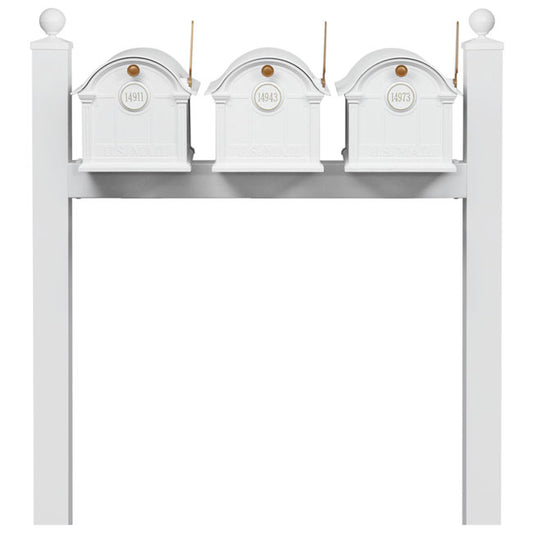 Whitehall Grand Custom Balmoral Mailbox Trio, White/Gold