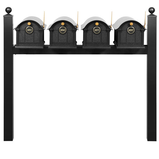 Whitehall Grand Custom Balmoral Mailbox Quad, Black/Gold