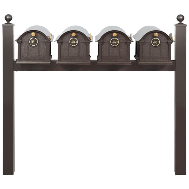 Whitehall Grand Custom Balmoral Mailbox Quad, Bronze/Gold