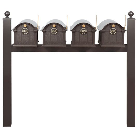 Whitehall Grand Custom Balmoral Mailbox Quad, Bronze/Gold
