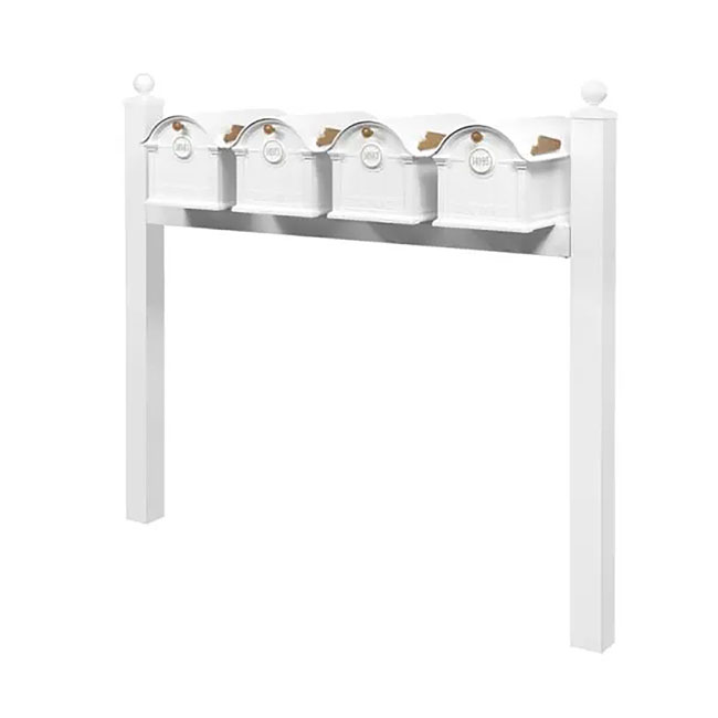 Whitehall Grand Custom Balmoral Mailbox Quad, White/Gold