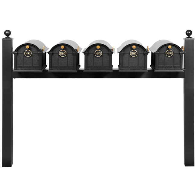 Whitehall Grand Custom Balmoral Mailbox Quint, Black/Gold
