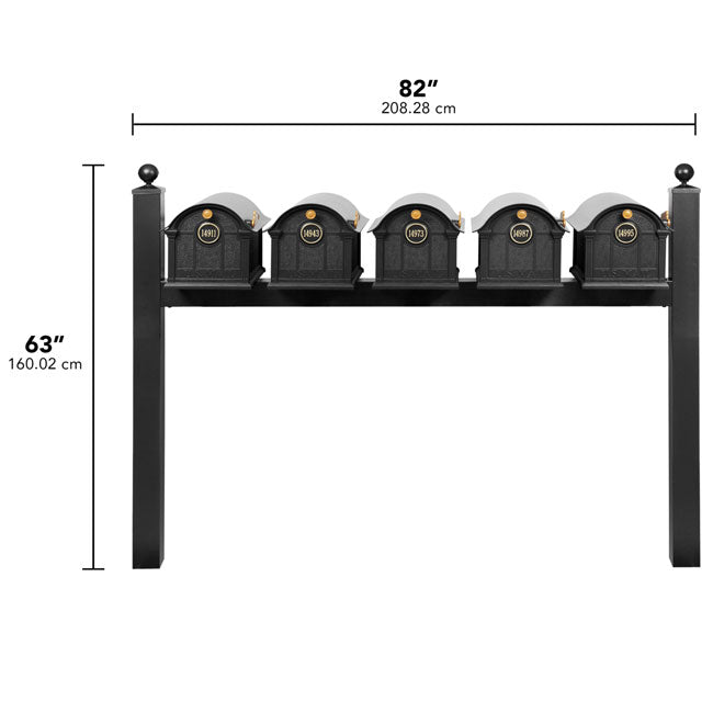 Whitehall Grand Custom Balmoral Mailbox Quint, Black/Gold