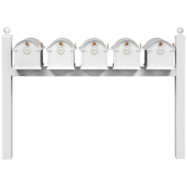 Whitehall Grand Custom Balmoral Mailbox Quint, White/Gold