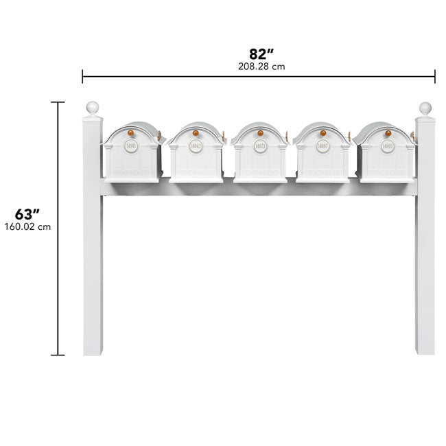 Whitehall Grand Custom Balmoral Mailbox Quint, White/Gold