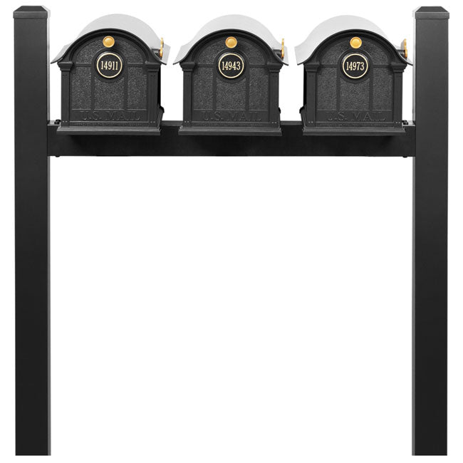 Whitehall Classic Custom Balmoral Mailbox Trio, Black/Gold