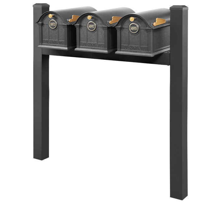 Whitehall Classic Custom Balmoral Mailbox Trio, Black/Gold