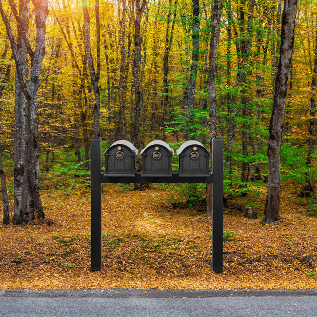 Whitehall Classic Custom Balmoral Mailbox Trio, Black/Gold