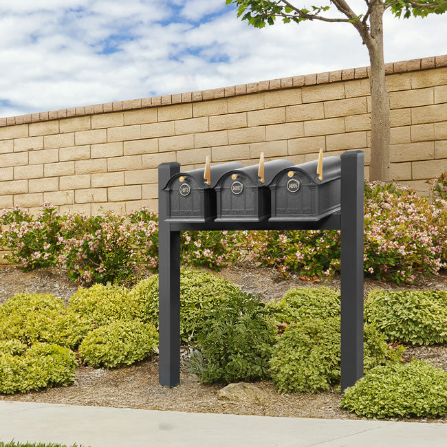 Whitehall Classic Custom Balmoral Mailbox Trio, Black/Gold