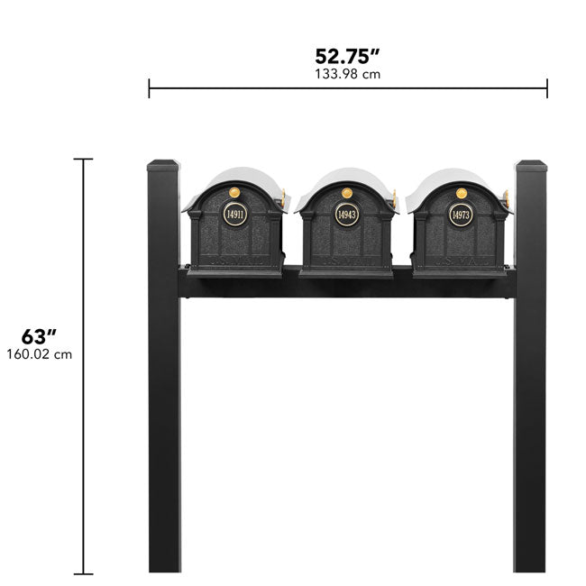 Whitehall Classic Custom Balmoral Mailbox Trio, Black/Gold