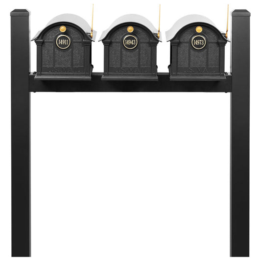 Whitehall Classic Custom Balmoral Mailbox Trio, Black/Gold