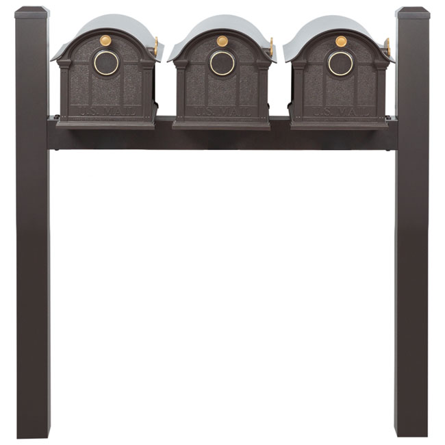 Whitehall Classic Custom Balmoral Mailbox Trio, Bronze/Gold