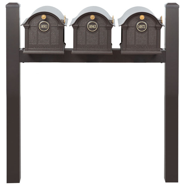 Whitehall Classic Custom Balmoral Mailbox Trio, Bronze/Gold