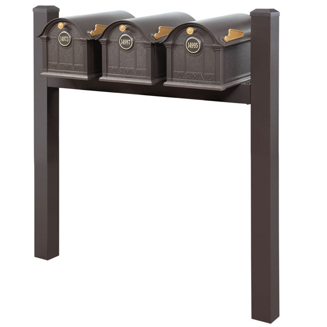 Whitehall Classic Custom Balmoral Mailbox Trio, Bronze/Gold