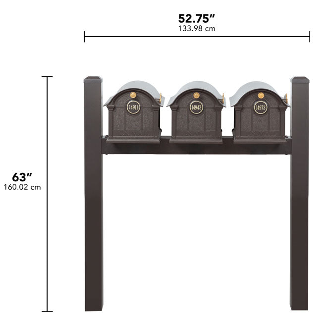 Whitehall Classic Custom Balmoral Mailbox Trio, Bronze/Gold