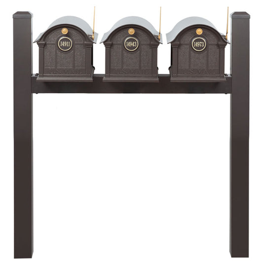 Whitehall Classic Custom Balmoral Mailbox Trio, Bronze/Gold